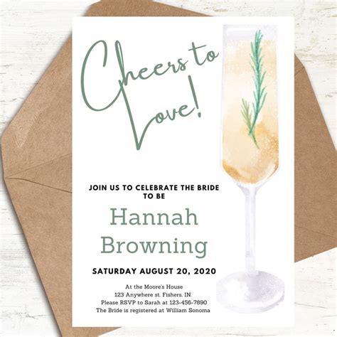 Cheers To Love Bridal Shower Invitation Customizable Etsy