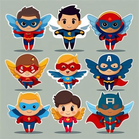 Cute Superhero Flying Cartoon Illustration Premium AI Generated Image