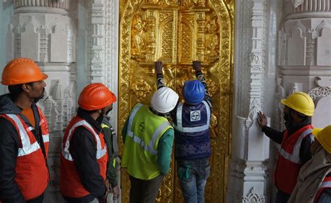 Two Gold Doors Installed In The Main Sanctum Sanctorum Of Ram Temple