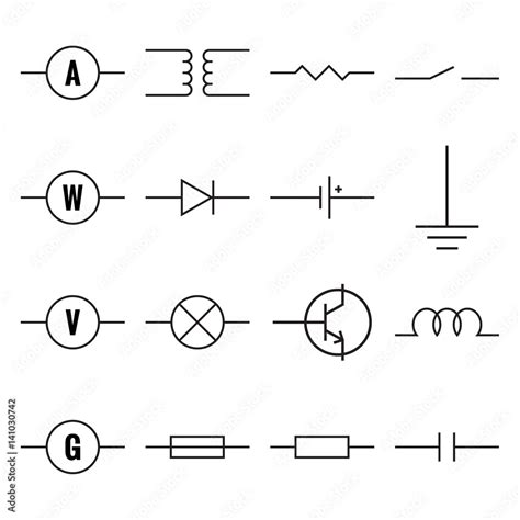 Set of electronic components for circuits and motherboards. Vector ...