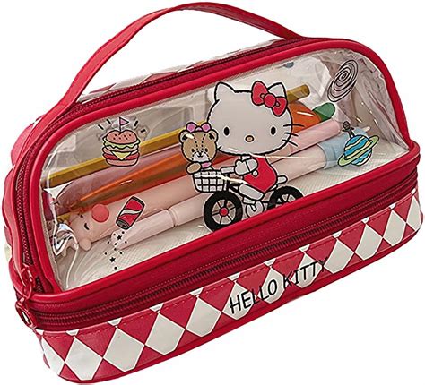 Rjivofa Cute Pencil Case For Girls Pu Leather Pencil Box Pouch With Zipper Cartoon