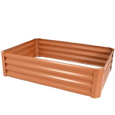 Sunnydaze Powder Coated Steel Rectangle Raised Garden Bed Brown 47