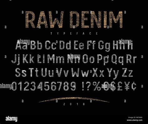 Grunge Font With Raw Denim Jeans Texture Rough Textured Vector