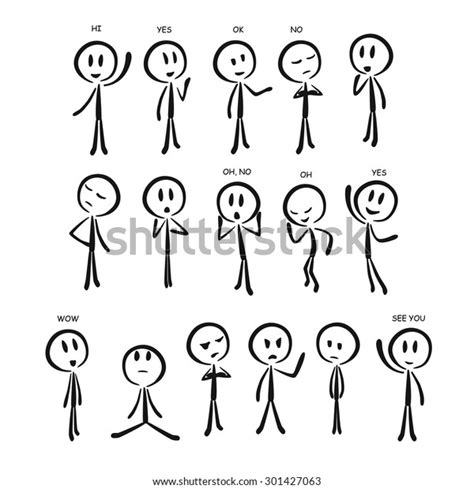 Set Stick People Different Poses Stock Vector (Royalty Free) 301427063