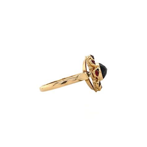 Vintage Gouden Entourage Ring Met Granaat Krt Vintage Jewellery