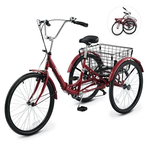 Walmart 24 Inch Folding Adult Tricycle 7 Speed Three Wheel Bike With