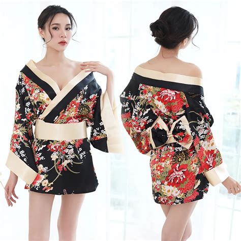 Women Japanese Kimono Sakura Floral Kimono Robe Sexy Nightgown Sleepwear Yukata Elegant Casual