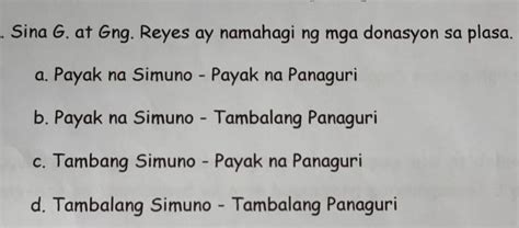 Sina G At Gng Reyes Ay Namahagi Ng Mga Donasyon Sa Plasa A Payak Na