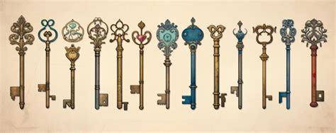 Premium AI Image A Set Of Vintage Keys Each With Its Own Unique Shape