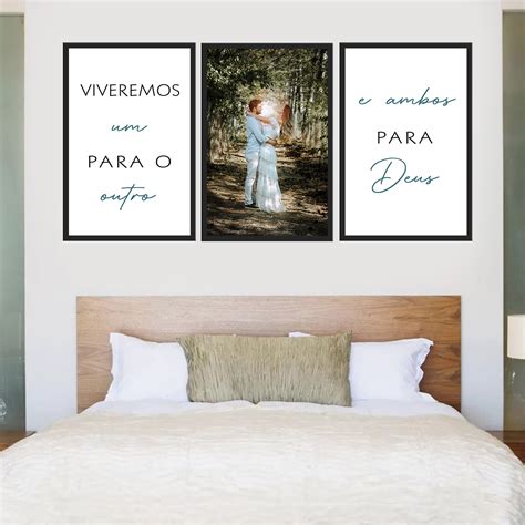 Conjunto De 3 Quadros Frase Personalizada Love Quarto Casal Salaquarto Casal