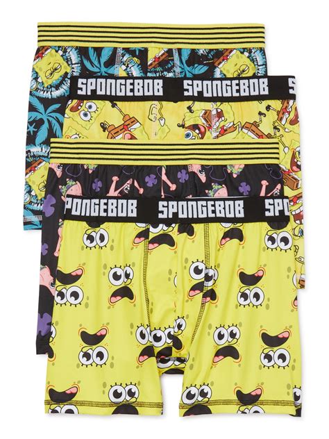 Nickelodeon Boys Spongebob Squarepants Boxer Briefs Underwear 4 Pack Sizes 4 10