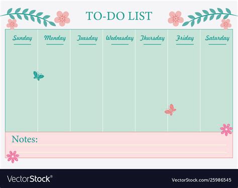 Weekly Planner Royalty Free Vector Image VectorStock