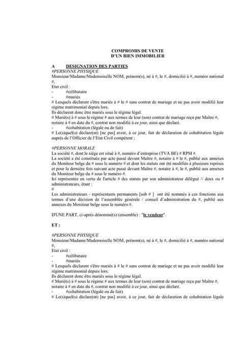 Compromis De Vente T L Chargement Gratuit Documents Pdf Word Et Excel