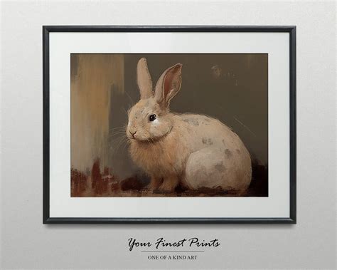 Vintage Rabbit Print Neutral Country Nursery Wall Art Easter Antique