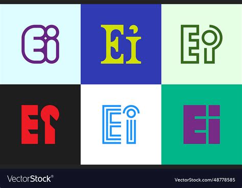 Set Of Letter Ei Logos Royalty Free Vector Image