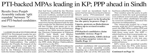 Dawn Epaper Feb 10 2024 Pti Backed Mpas Leading In Kp Ppp Ahead