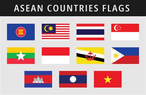 Association of Southeast Asian Nations all members Flags design ...