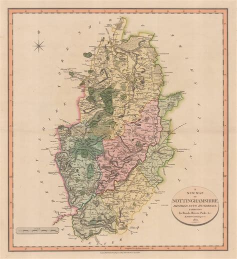 John Cary A New Map Of Nottinghamshire Divided Into Hundreds Exhibiting Its Roads Rivers