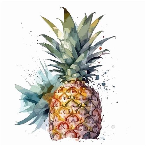 Premium Vector Watercolor Pineapple On White Background