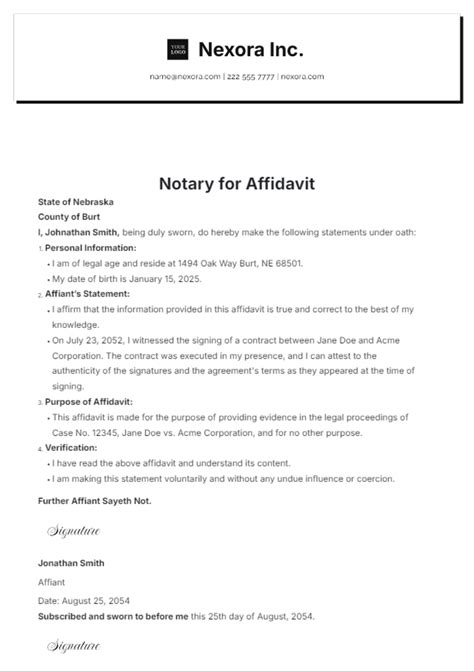 Free Notary For Affidavit Template Edit Online And Download