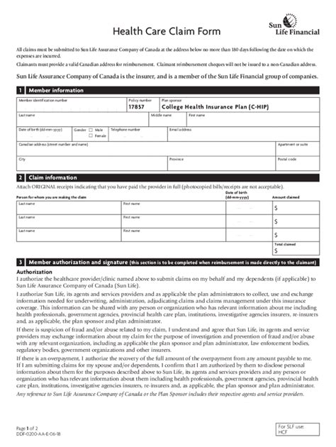 Fillable Online Sunlife Claim Forms Fill Out And Sign Printable Pdf