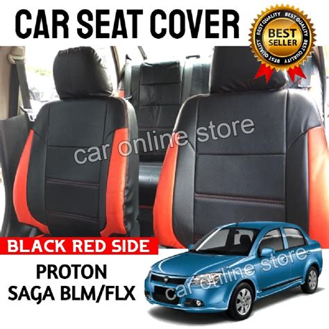 Proton Saga Blm Flx Custom Fit Oem Car Seat Cushion Cover Pvc Red Black