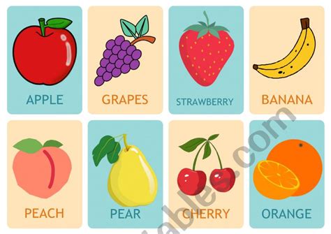 Fruits Flashcards Esl Worksheet By Sowlphia