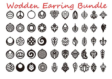 Wooden Earrings Bundle Template Svg Stacked Earrings Svg Etsy