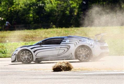 Straw Bale Disintegrates As A Bugatti Veyron Crashes Into It The