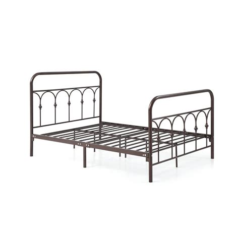 Hodedah Complete Metal Bronze Queen Bed with Headboard, Footboard, Slats and Rails-HI930 Q ...