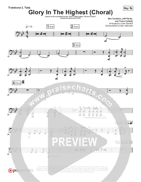 Glory In The Highest Choral Anthem SATB Trombone Tuba Sheet Music PDF