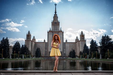 Women Redhead Model City Cityscape Reflection Dress Tower Town