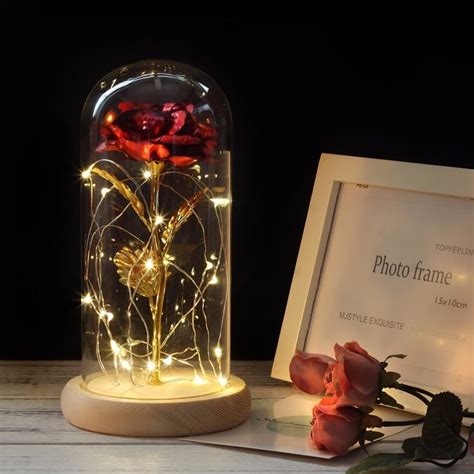 Beauty And The Beast Themed Artificial Rose Under Glass