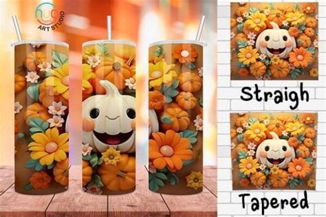 D Cute Pumpkin Tumbler Fall Tumbler Graphic By Hughang Art Studio