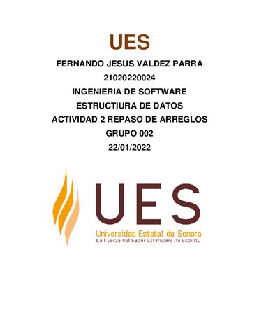 Actividad 2 Arreglos Estructura De Datos Pdf