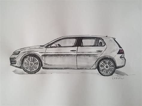 How To Draw Volkswagen Golf Step By Step Volkswagen Golf Araba Cizimi Cizim Mektebi Car Drawing