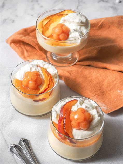 Peach Vanilla Bean Panna Cotta With Rum Whipped Cream Whiskfully So