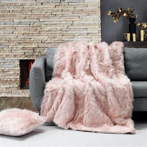 Decorative Extra Soft Faux Fur Throw Blanket X Solid Reversible