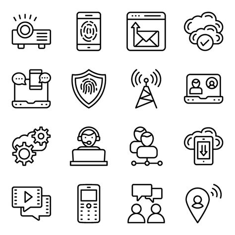 Pack of Communication Technology Linear Icons 2149205 Vector Art at ...