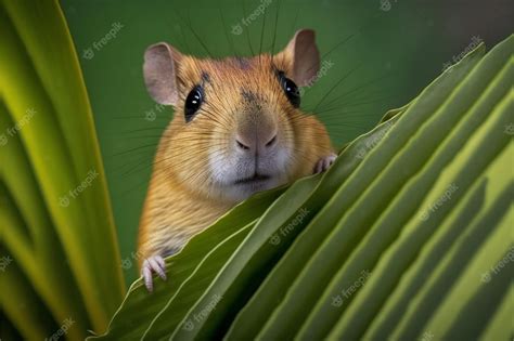 Premium Photo A Gerbil On A Leaf Creative Digital Illustration