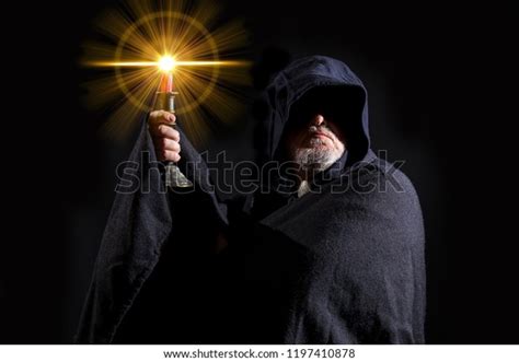 Eerie Person Holds Light His Hand Stock Photo 1197410878 Shutterstock