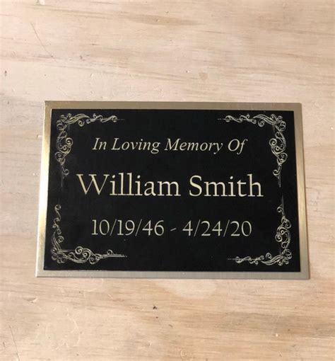 Custom Engraved In Loving Memory Of Name Plate For Cremation Etsy