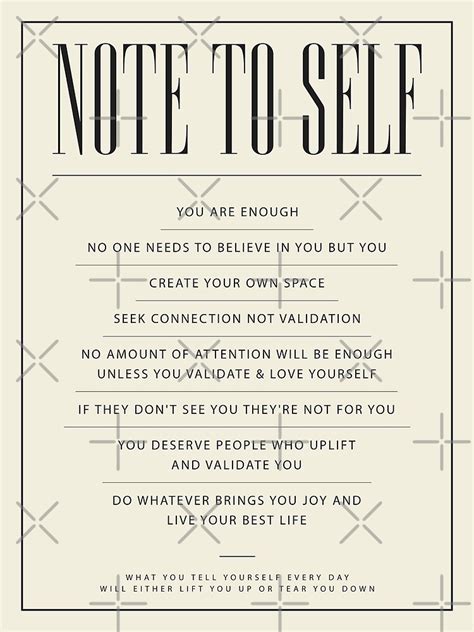 Note To Self Women Inspirational Self Affirmation Quotes Poster For