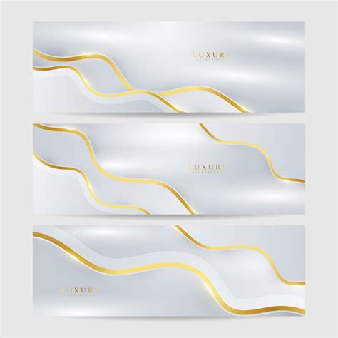 Premium Vector Set Of White And Gold Luxury Line Banner Background