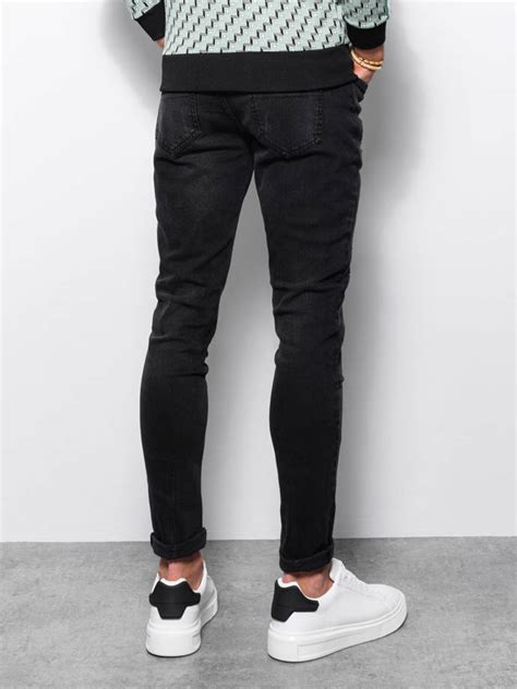 Spodnie męskie jeansowe SKINNY FIT czarne P1060 Sklep Ombre