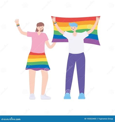 Lgbtq Community People Holding A Rainbow Flag Gay Parade Sexual