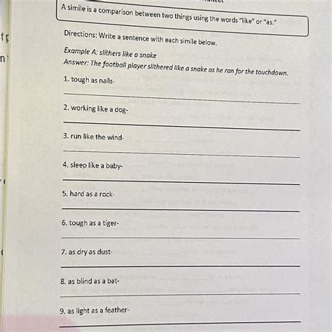 Simile Examples Sentences