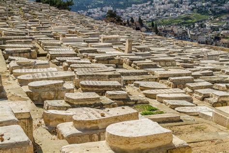 Cemitério Judaico No Monte Das Oliveiras Jerusalém Fotografia