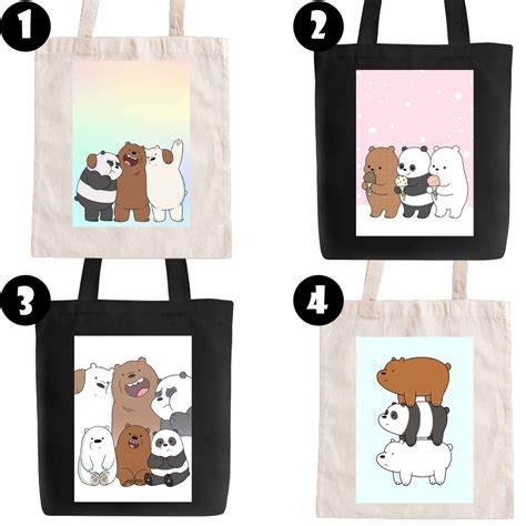 T Cute We Bare Bears Katsa Canvas Shoulder Tote Bag For Women Girl