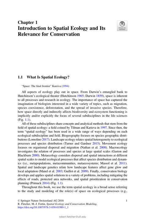 PDF Introduction To Spatial Ecology And Its Relevance For